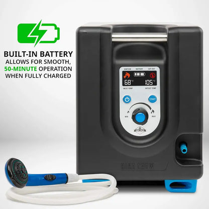 Portable Propane Water Heater & Shower Pump  Compact Outdoor Hot Water System with LCD Display, Safety Cutoff & Carry Case