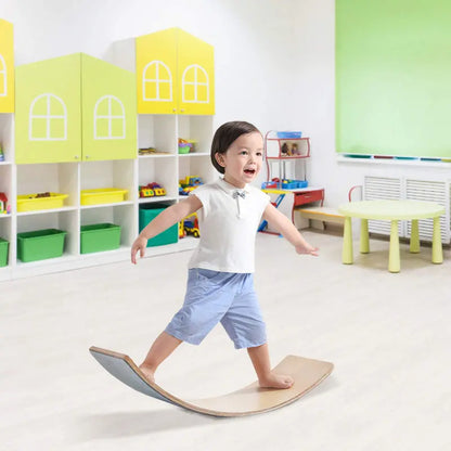 Curved Wooden Balance Board  Wobble Training Tool for Core Stability & Coordination