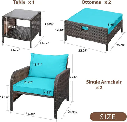 Leveleve 5-Piece Balcony Conversation Set  Compact Patio Furniture with Weather-Resistant Design