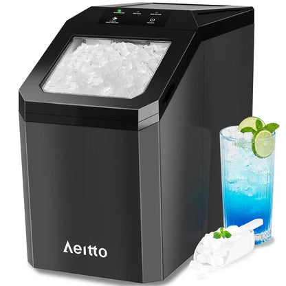 Aeitto 42 lbs/Day Silver Nugget Ice Maker  1.5L Tank, Rapid 6-Minute Ice Release & Portable Design