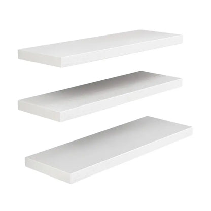 Set of 3 Floating Wooden Wall Shelves for Living Room or Kitchen