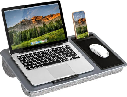 Ergonomic Lap Desk for Remote Work Featuring Integrated Mouse Pad, Cushion & Device Slot