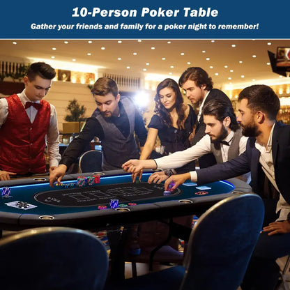 LED-Illuminated Foldable Poker Table for Texas Hold’em and Blackjack (84″ Wide)