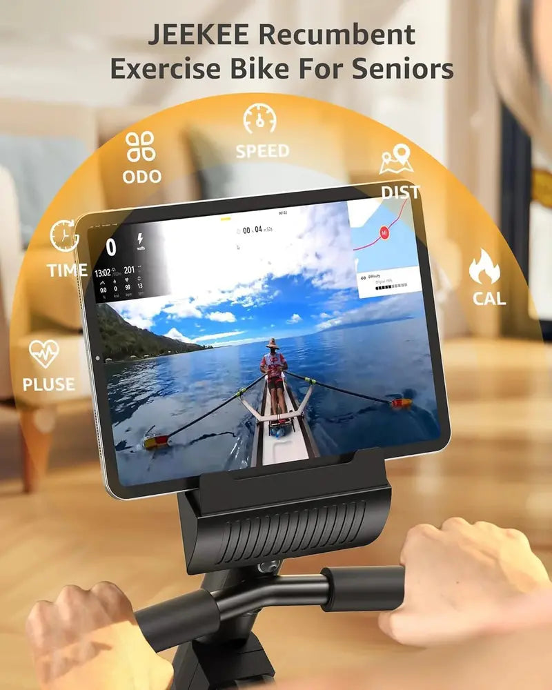 JEEKEE Recumbent Magnetic Exercise Bike  Low-Impact Indoor Cycling for Seniors & Adults