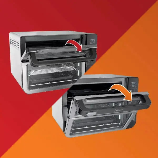 Dual-Oven Range with FlexDoor: Top Oven (Rapid + FlavorSeal Smart Finish) & Bottom Convection Air Fry Oven (DCT401)