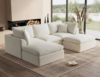110-Inch Cloud Sectional Sofa  Modular L-Shape Living Room Seating with Deep Seats