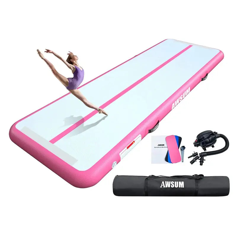 AWSUM Gymnastics Air Mat 10ft x 3.3ft x 4in  Durable, Waterproof, Portable with Pump