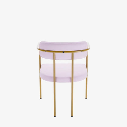 Chaise de salle   manger tapiss e avec accoudoirs velours rose clair Barbara