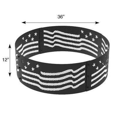BLUE SKY OUTDOOR LIVING Decorative 36 in. x 12 in. Round Steel Wood Fire Pit Ring  Stars and Stripes FR361208SAB