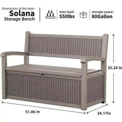 All-Weather Rattan-Look Storage Bench  Lockable Hidden Compartment, 500 lb Capacity