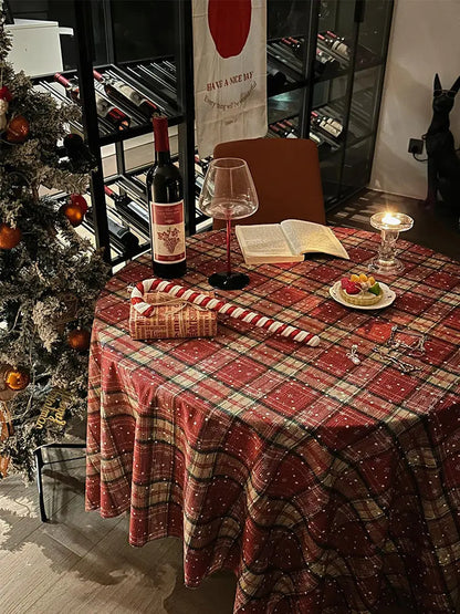 Red Plaid Holiday Tablecloth  Festive Christmas Dining Room Decoration