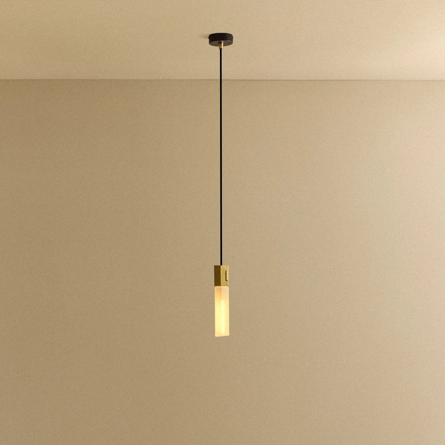 Basalt Single Pendant in Brass