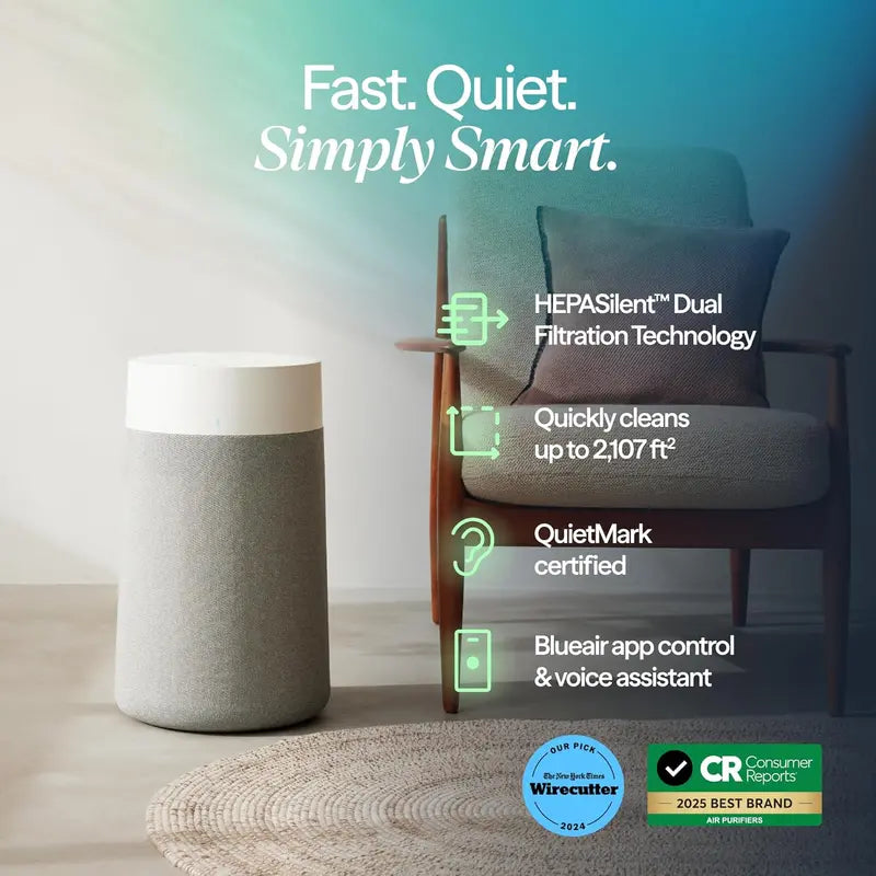 Blueair Blue Pure 311i Max Air Purifier: HEPASilent Smart Filtration for Medium Rooms (1,858 sq. ft/hr), Allergen, Pet Dander, Smoke & Virus Removal