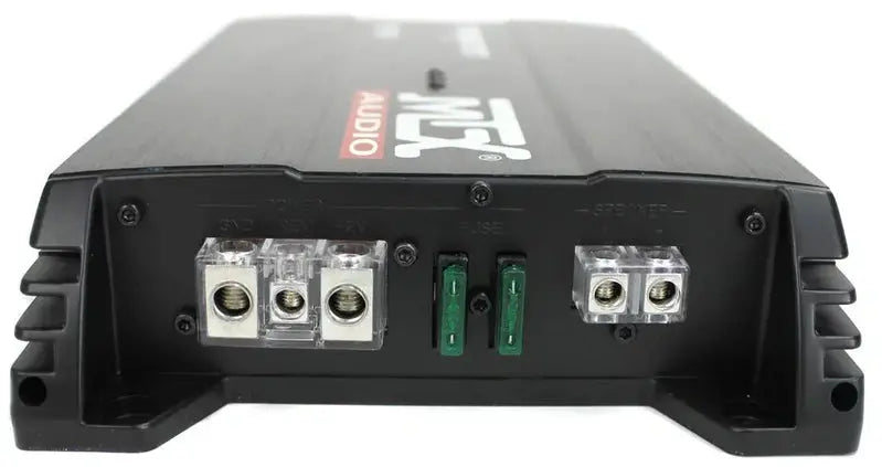 MTX 12″ Dual-Voice-Coil Car Subwoofer System  Includes Enclosed Box, Amplifier, and Complete QPower Wiring Kit