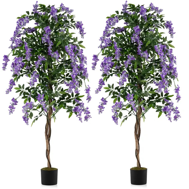 6-Foot Fake Wisteria Tree  Realistic Artificial Greenery in Nursery Pot for Home Decor