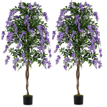 6-Foot Fake Wisteria Tree  Realistic Artificial Greenery in Nursery Pot for Home Decor