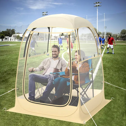 Pop-Up Sports Tent  4.2 ft x 4.2 ft Weather-Resistant Pod for 12 People with Carry Bag & Floor Mat