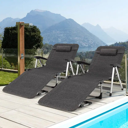 Adjustable Folding Chaise Lounge Chair for Outdoor Use  Includes Cup Holder and Removable Headrest