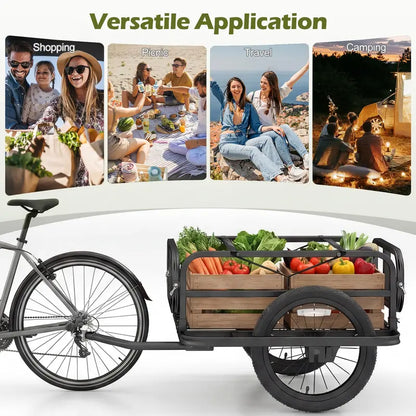 Heavy-Duty Universal Bike Cargo Trailer with 16-Inch All-Terrain Tires and Secure Hitch