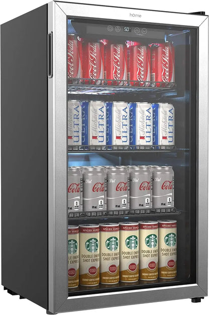 hOmeLabs Beverage Refrigerator and Cooler   120 Can Mini Fridge with Glass Door for Soda Beer or Wine