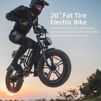 Happyrun 20″ Fat-Tire Electric Bike  750W Motor, 48V 18Ah Removable Battery, 20 MPH Top Speed, 68-Mile Range