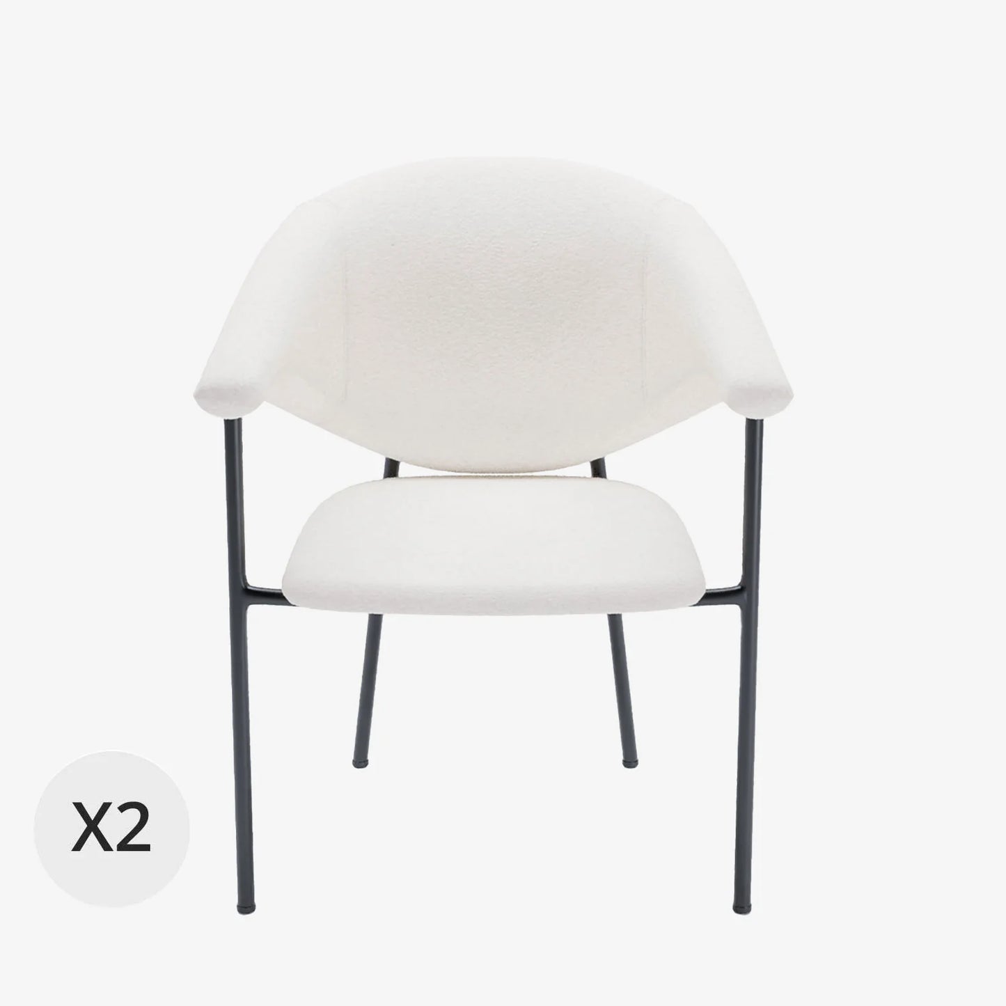 Lot de 2 chaises avec accoudoir design en velours blanc cr me Jeanne