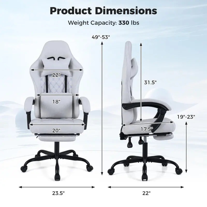 Ergonomic Gaming Chair with Adjustable Height, Lumbar Support, and Removable Headrest