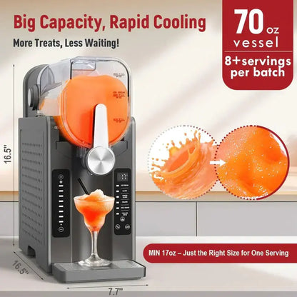 All-in-One Slushie Maker for Home: No Ice Required, Real-Time Temperature Display, Auto-Clean Function, 6 Preset Programs for Margaritas, Cocktails, Frappés, Ice Cream, Smoothies & Milkshakes