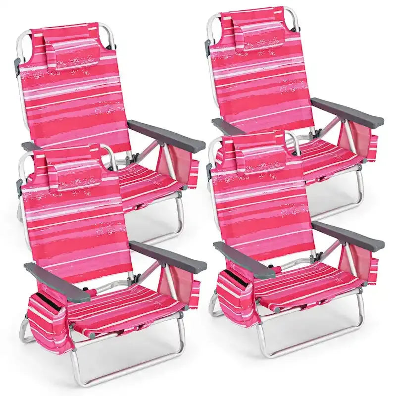 Costway 4-Pack Foldable Backpack Beach Chairs  5-Position Outdoor Seating