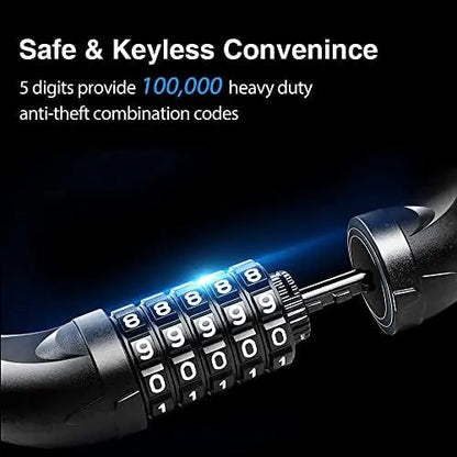 NDakter 5-Digit Combination Heavy Duty Bike Chain Lock  3.2/4.27 Feet Long, Resettable Anti-Theft Security Lock for Bikes, Scooters, Motorcycles, Doors, Gates, Fences