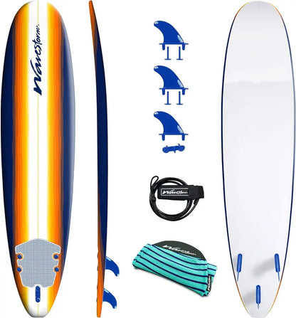 Classic 8-Foot Soft-Top Foam Surfboard  Beginner-Friendly, Lightweight & Durable