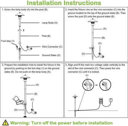 6-Pack Low-Voltage LED Landscape Path Lights  3W, 150LM, 12V Wired