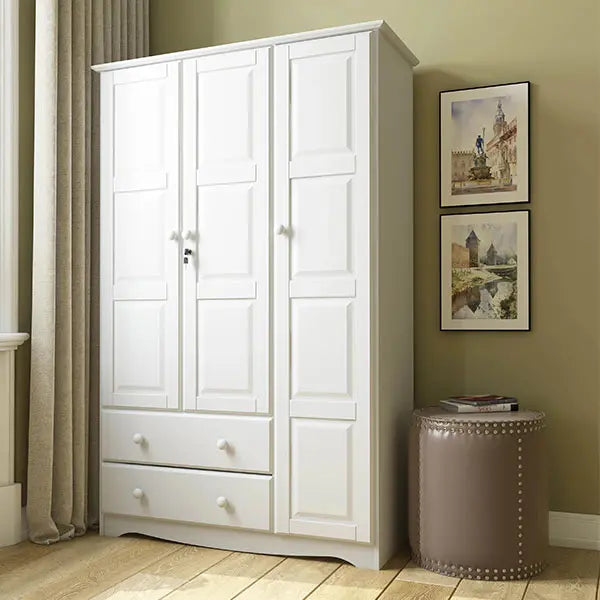 Mocha-Finished Grand Armoire  100% Solid Wood Wardrobe Cabinet
