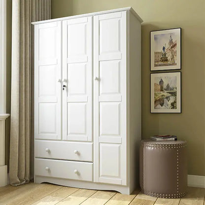 Mocha-Finished Grand Armoire  100% Solid Wood Wardrobe Cabinet