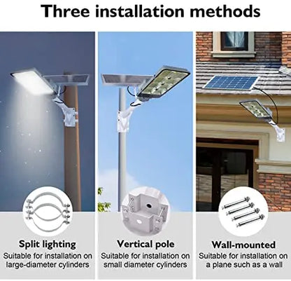 450W Solar-Powered Outdoor Flood Light with Remote & Dusk-to-Dawn Sensor
