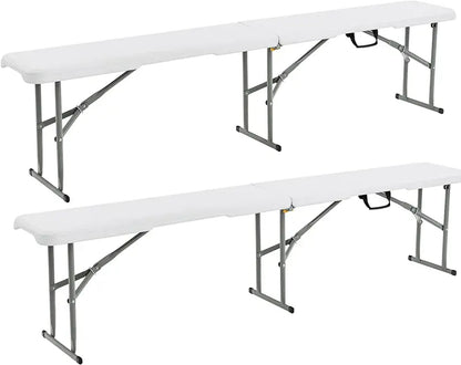 6-Foot Plastic Folding Bench with 550-Pound Load Rating