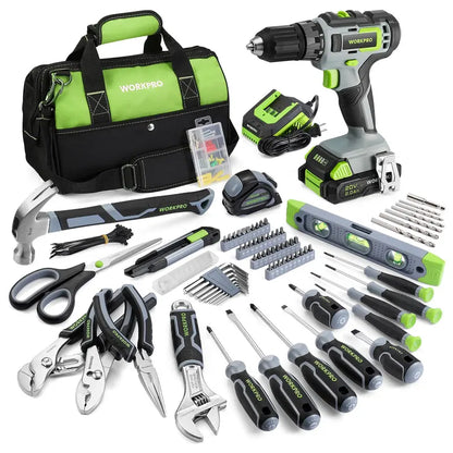 WORKPRO 157-Piece Household Tool Kit with 20V Cordless Drill Driver  Pink Ribbon Edition
