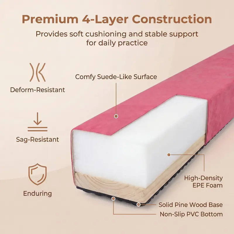 7-Foot Foldable Gymnastics Balance Beam with Non-Slip Foam Surface and Portable Design