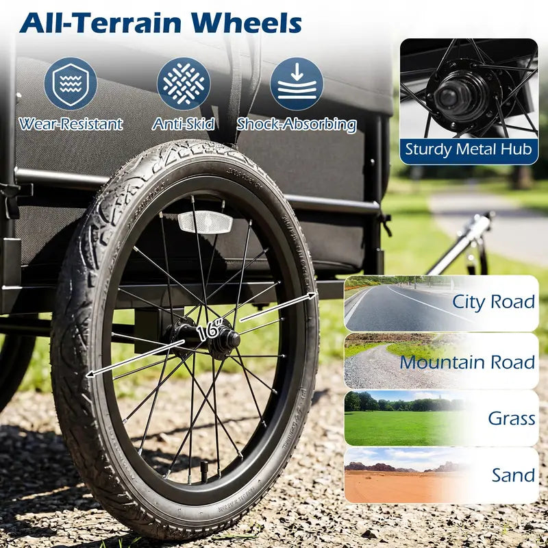 70.5″ x 28″ x 26″ Heavy-Duty Bike Cargo Trailer for Bicycles