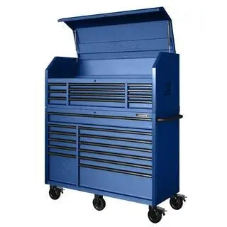Heavy-Duty Tool Storage Cabinet  56 in W x 22 in D, 23-Drawer Matte Blue Rolling Trolley