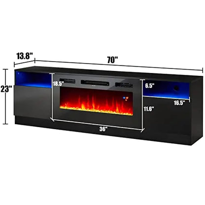 Amerlife Electric Fireplace TV Stand  36″ Flame Effect Entertainment Center with LED Lighting