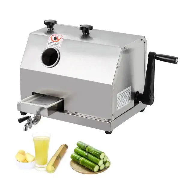 Heavy-Duty Manual Sugarcane Juicer  Triple Stainless Steel Drum System, 2.4-Inch Feed Opening, 110 lbs/hr Output
