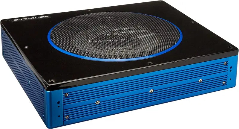 Rockville RW10CA 10″ 800 Watt Slim Low Profile Powered Car Subwoofer, Black