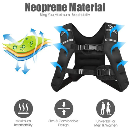 Adjustable Weighted Vest  12 lb or 20 lb Fitness Vest for Strength and Conditioning Training