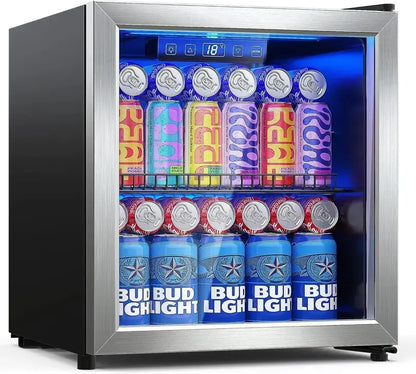 120-Can Freestanding Beverage Refrigerator  Sleek Glass-Door Mini Fridge for Home or Office
