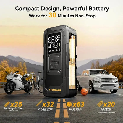 High-Speed Cordless Tire Inflator  160 PSI Portable Air Compressor with Digital Pressure Gauge