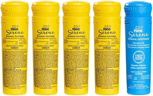 FROG Serene Mineral Cartridge + 4 Bromine for Spas up to 600 Gallons  Quick Hot Tub Sanitizer