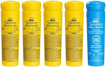 FROG Serene Mineral Cartridge + 4 Bromine for Spas up to 600 Gallons  Quick Hot Tub Sanitizer