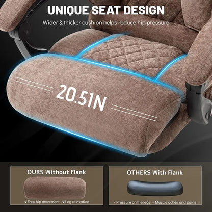 Heavy-Duty Leather Office Chair with Footrest  Supports Up to 500 lbs