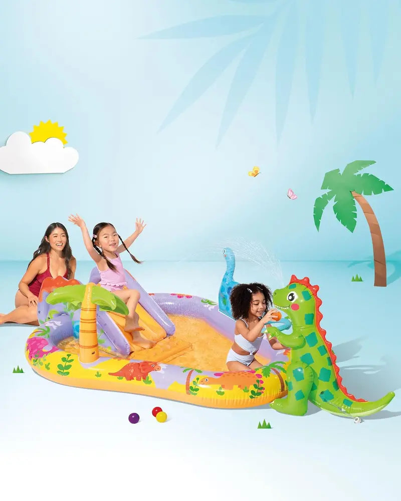 Intex Jungle Adventure Inflatable Play Center  96″ x 78″ x 28″ Kiddie Splash Pool with Water Slide for Toddlers & Backyard Fun